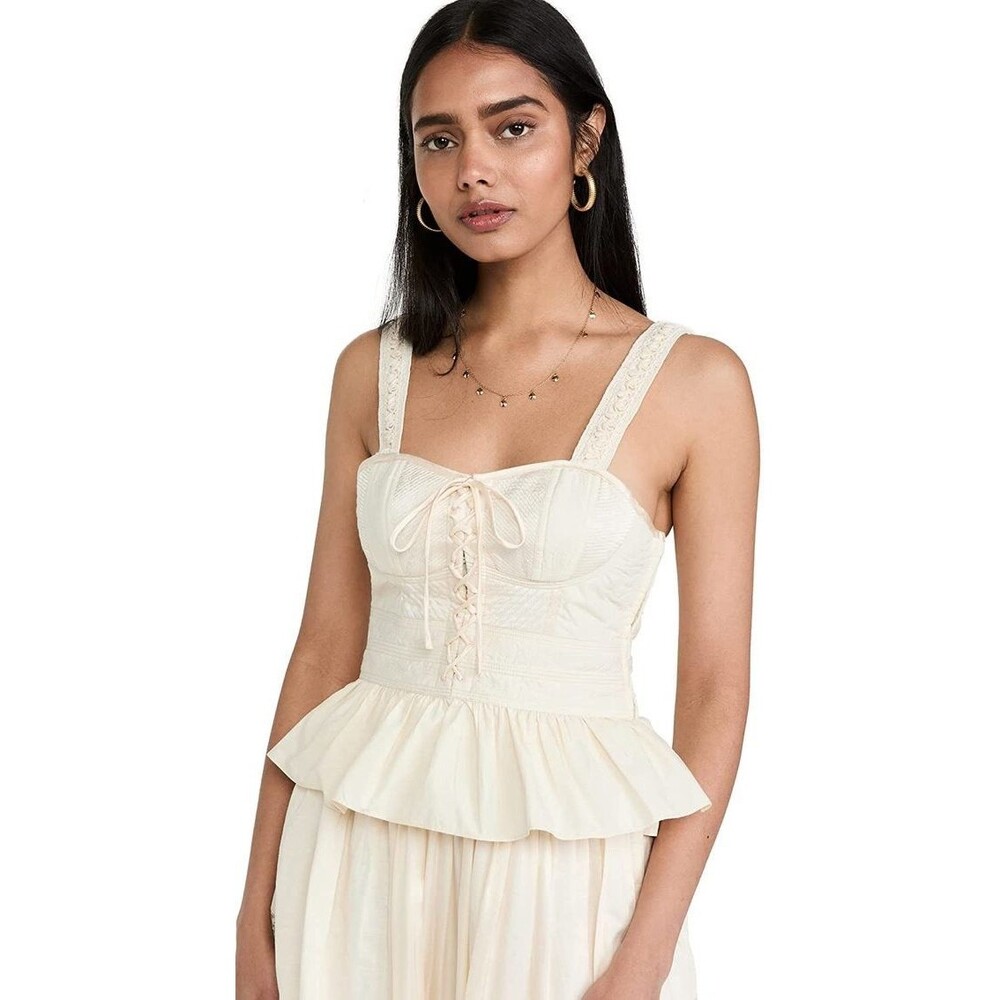 ULLA JOHNSON Orla Corset Top Lace Up Peplum Bustier Enchanting NEW NWT Sz 4